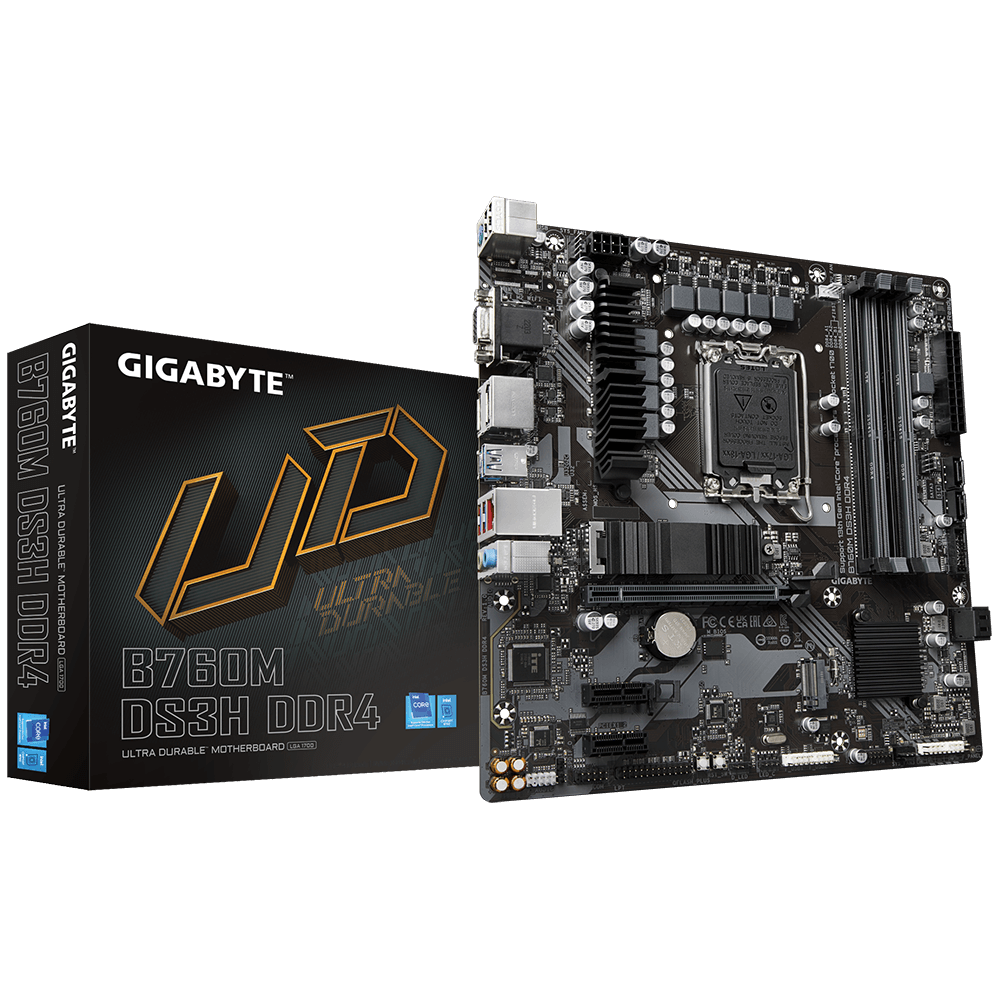 Mainboard GIGABYTE B760M DS3H DDR4 (Intel B760, LGA1700,M-ATX, 4 khe RAM)