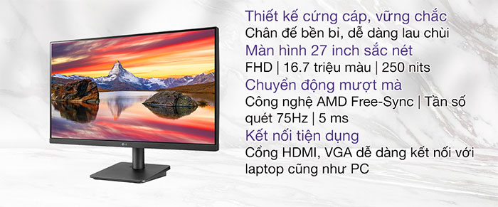 Màn hình LG 27MP400-B 27 inch IPS FHD 75Hz không viền